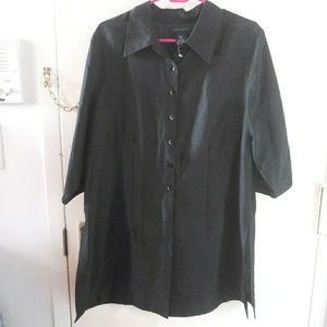SOLD Venezia Silk Blend Black buttondown blouse